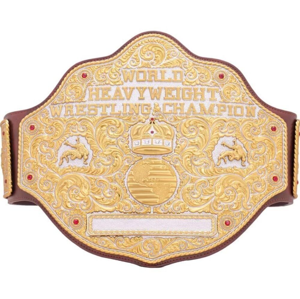 4511 Big Gold Dual Brown Championship Title Belt Replica, World Heavyweight